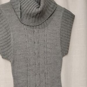 Gray Cable Knit Turtleneck Sweater Dress Small Y2K Vintage
